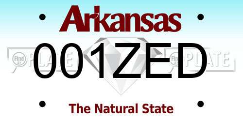 001ZED Arkansas License Plate