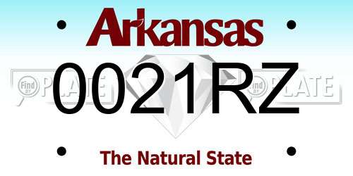 0021RZ Arkansas License Plate