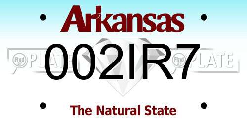 002IR7 Arkansas License Plate