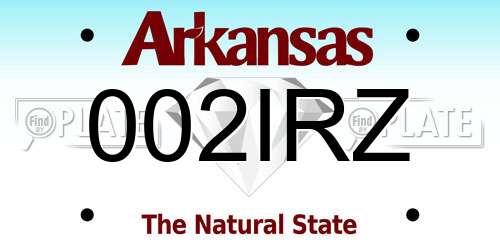 002IRZ Arkansas License Plate