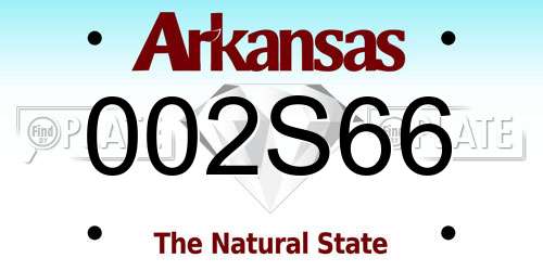 002S66 Arkansas License Plate
