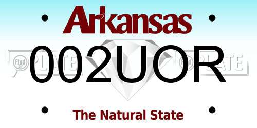 002UOR Arkansas License Plate