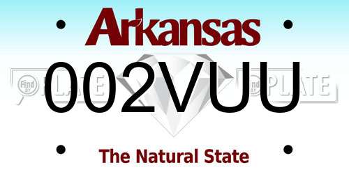 002VUU Arkansas License Plate