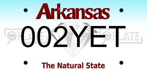 002YET Arkansas License Plate