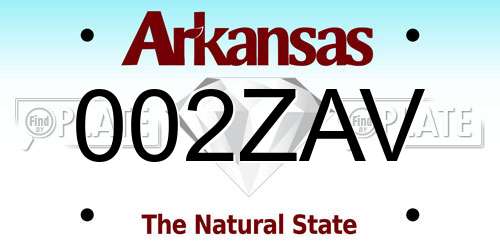 002ZAV Arkansas License Plate