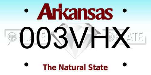 003VHX Arkansas License Plate