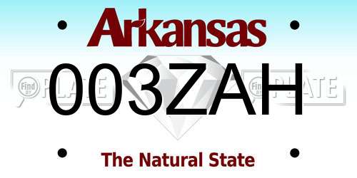 003ZAH Arkansas License Plate