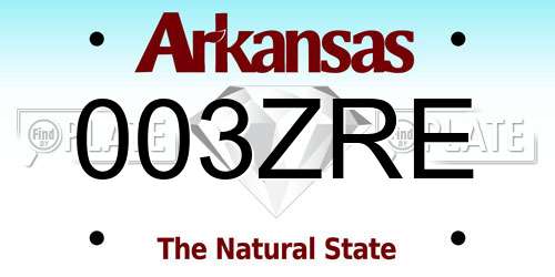 003ZRE Arkansas License Plate