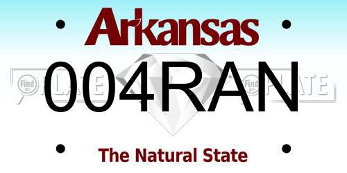 004RAN Arkansas License Plate