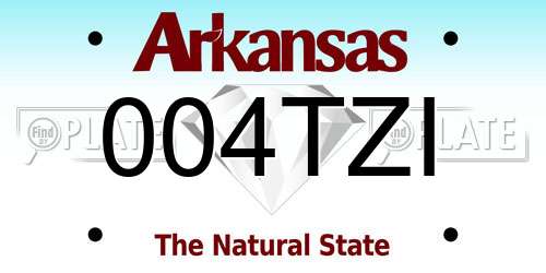 004TZI Arkansas License Plate