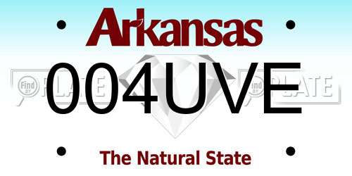 004UVE Arkansas License Plate
