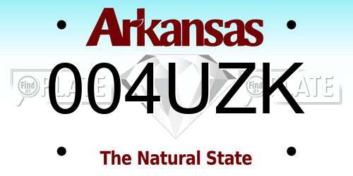 004UZK Arkansas License Plate