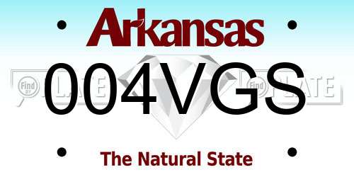 004VGS Arkansas License Plate
