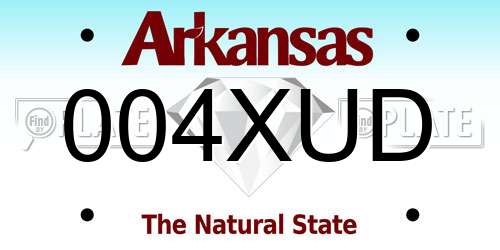 004XUD Arkansas License Plate
