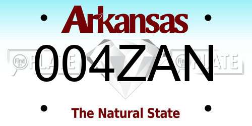 004ZAN Arkansas License Plate