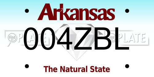 004ZBL Arkansas License Plate