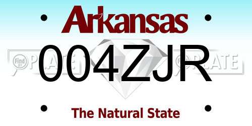 004ZJR Arkansas License Plate