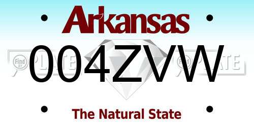 004ZVW Arkansas License Plate