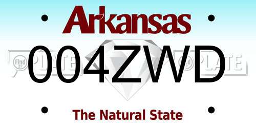 004ZWD Arkansas License Plate