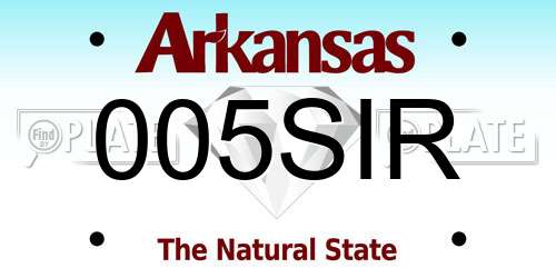 005SIR Arkansas License Plate