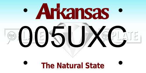 005UXC Arkansas License Plate