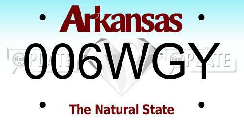 006WGY Arkansas License Plate