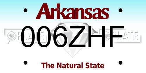 006ZHF Arkansas License Plate