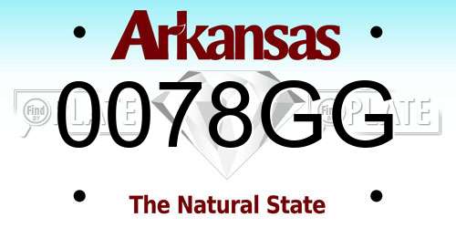 0078GG Arkansas License Plate