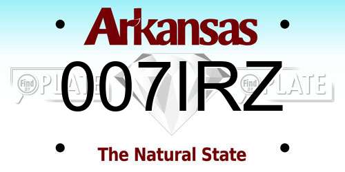 007IRZ Arkansas License Plate