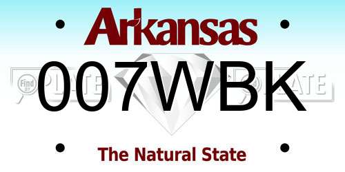 007WBK Arkansas License Plate