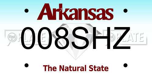 008SHZ Arkansas License Plate