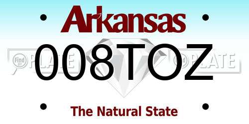 008TOZ Arkansas License Plate