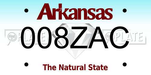 008ZAC Arkansas License Plate