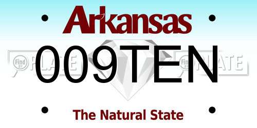 009TEN Arkansas License Plate