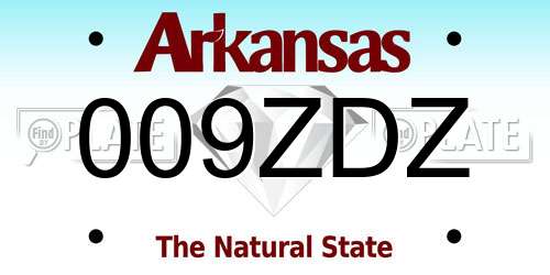 009ZDZ Arkansas License Plate