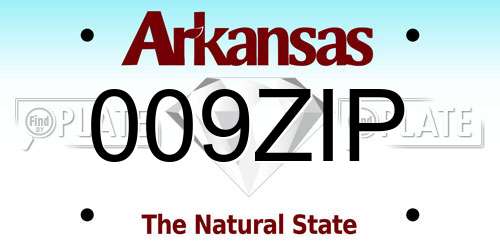009ZIP Arkansas License Plate