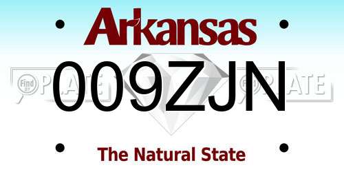 009ZJN Arkansas License Plate