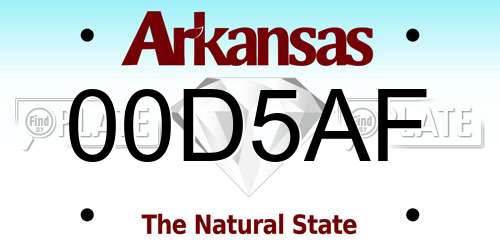 00D5AF Arkansas License Plate