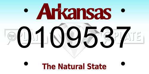 0109537 Arkansas License Plate