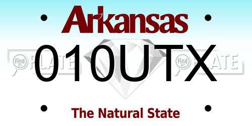 010UTX Arkansas License Plate
