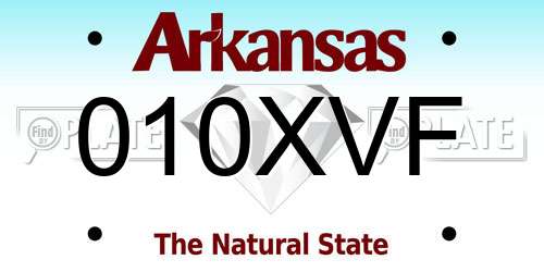 010XVF Arkansas License Plate