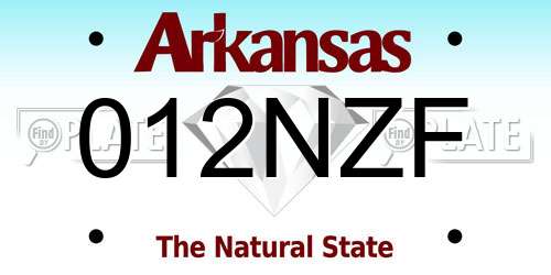 012NZF Arkansas License Plate