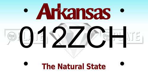 012ZCH Arkansas License Plate