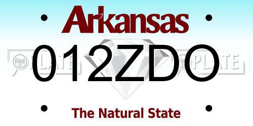 012ZDO Arkansas License Plate