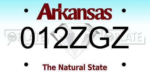 012ZGZ Arkansas License Plate