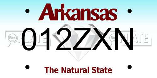 012ZXN Arkansas License Plate