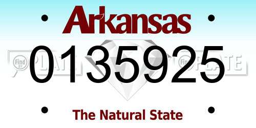 0135925 Arkansas License Plate