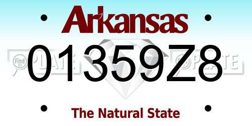 01359Z8 Arkansas License Plate