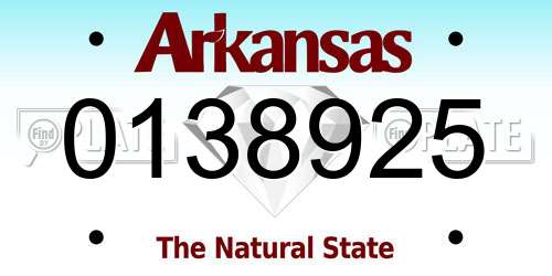 0138925 Arkansas License Plate