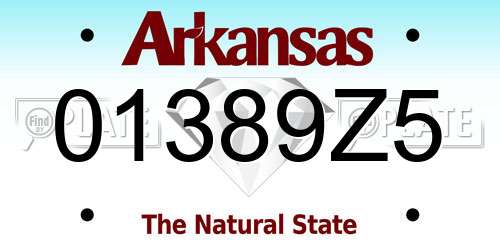 01389Z5 Arkansas License Plate